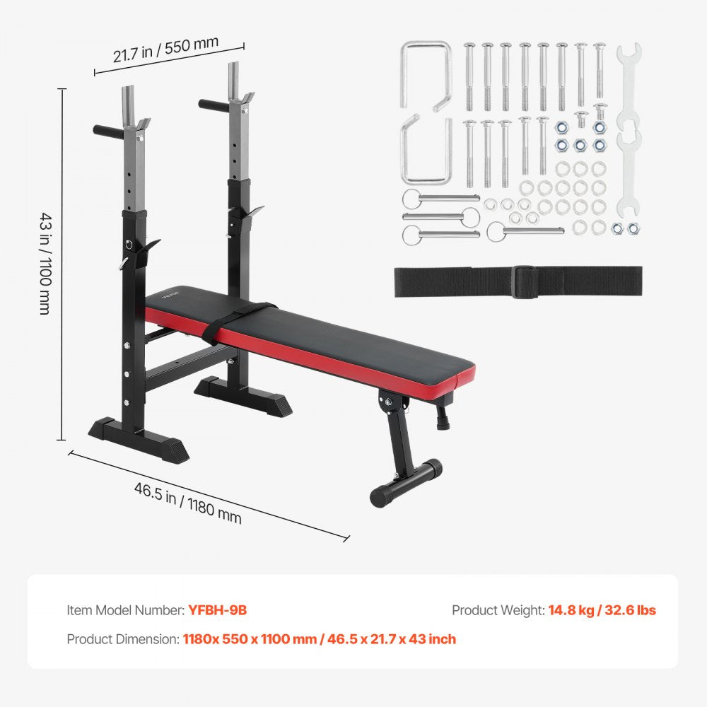 YFBH-9B - Versatile Weight Bench for Home Gym with Adjustable Height & Squat Rack