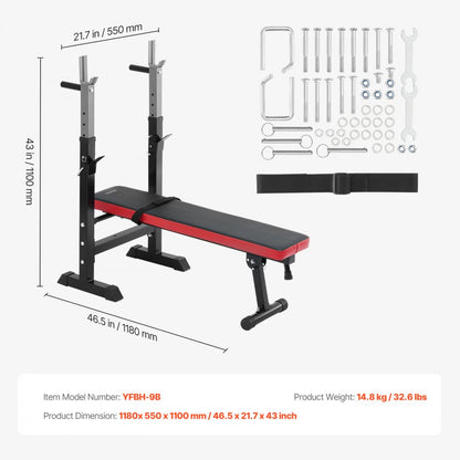 YFBH-9B - Versatile Weight Bench for Home Gym with Adjustable Height & Squat Rack