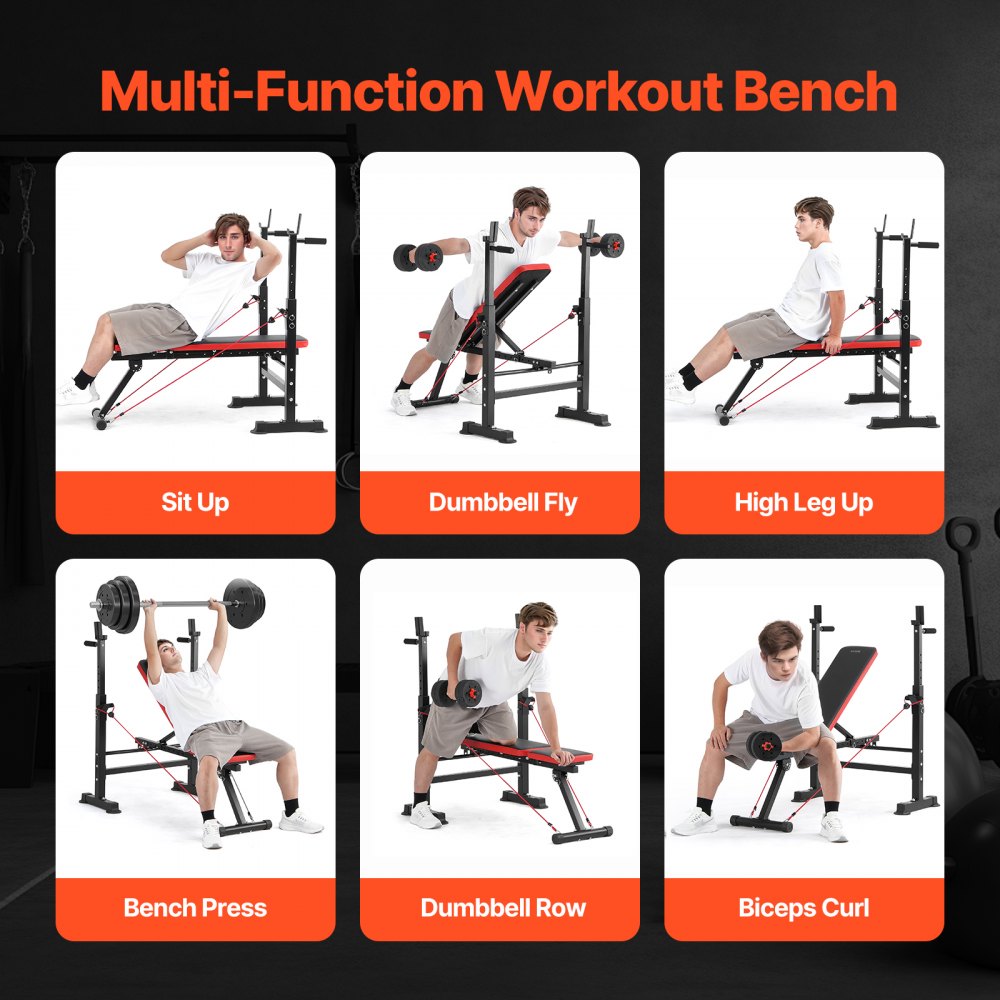 SJ7820 - Adjustable Foldable Weight Bench with Squat Rack & Pull-Up Handles
