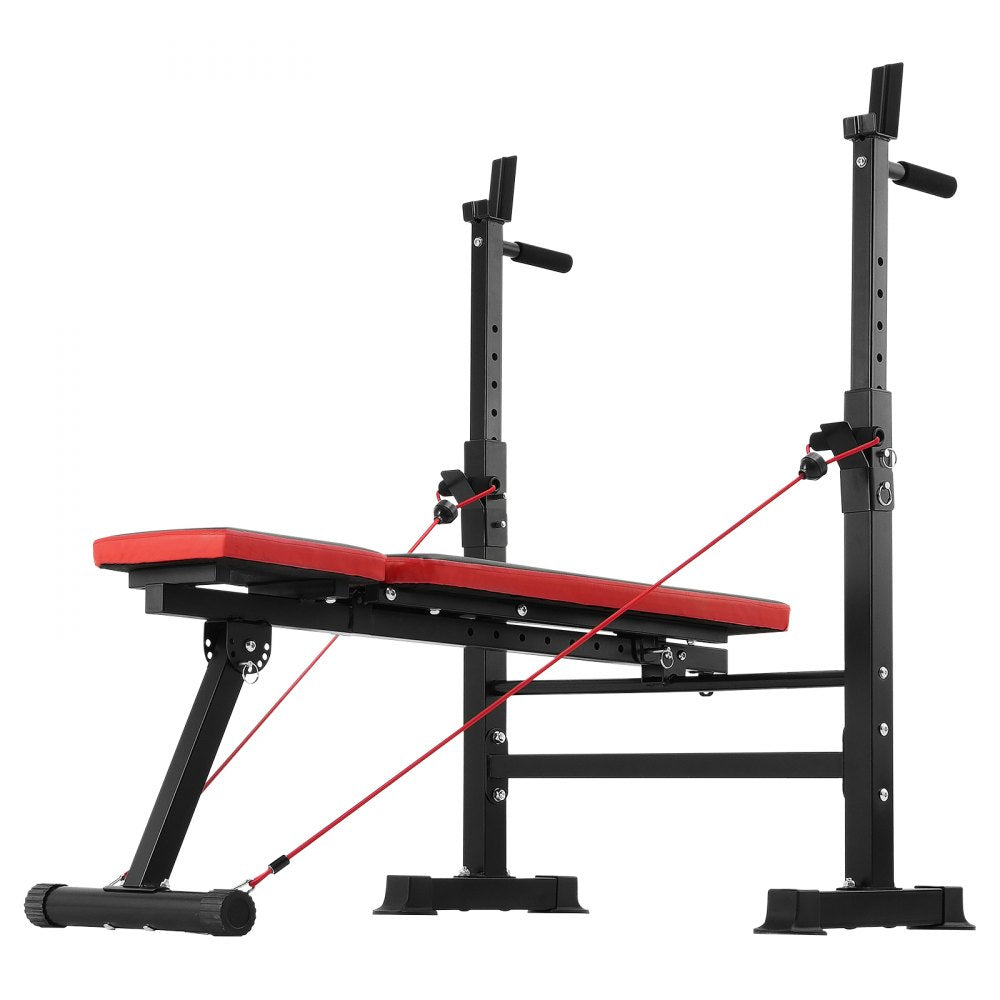 SJ7820 - Adjustable Foldable Weight Bench with Squat Rack & Pull-Up Handles