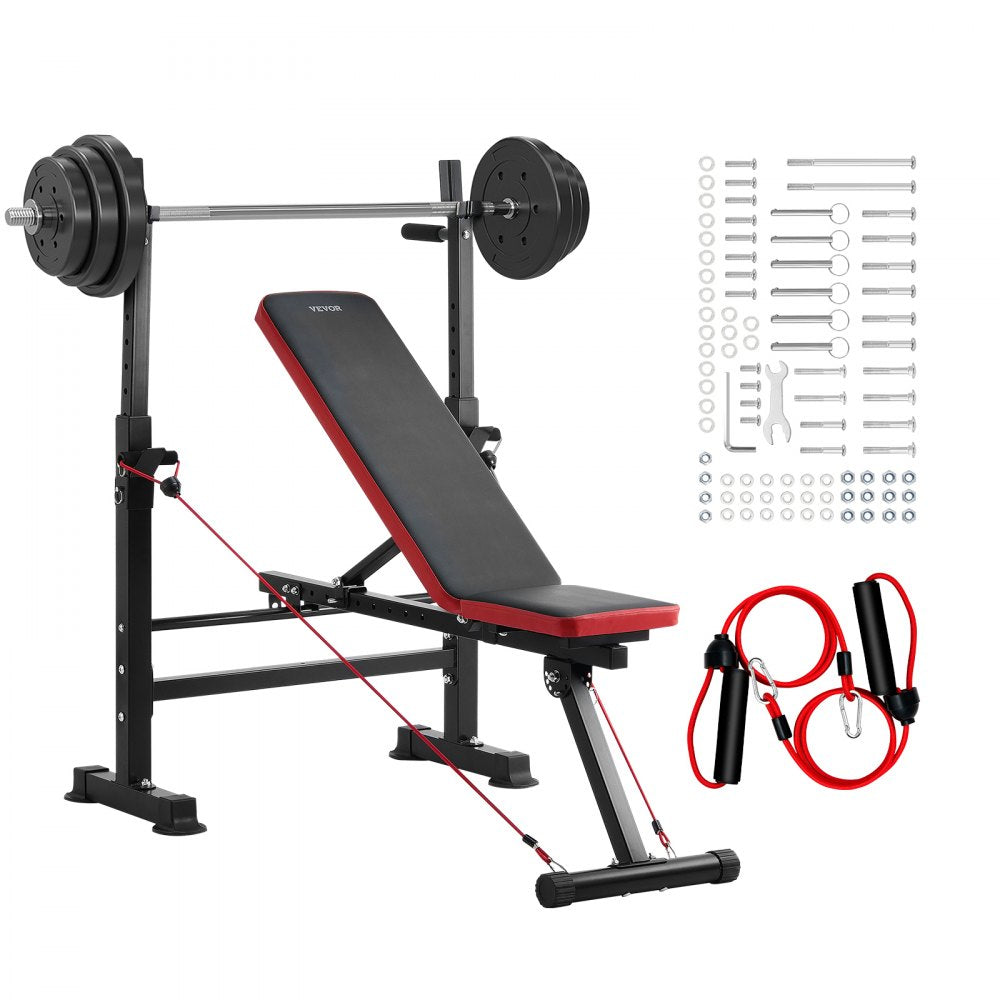 SJ7820 - Adjustable Foldable Weight Bench with Squat Rack & Pull-Up Handles
