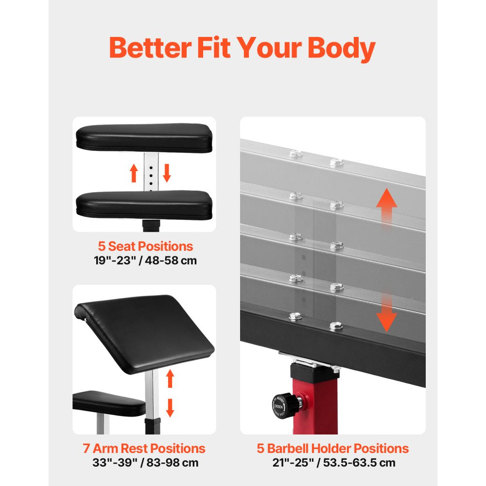 ax1010 - Adjustable Biceps Curl Bench with 440 lbs Capacity