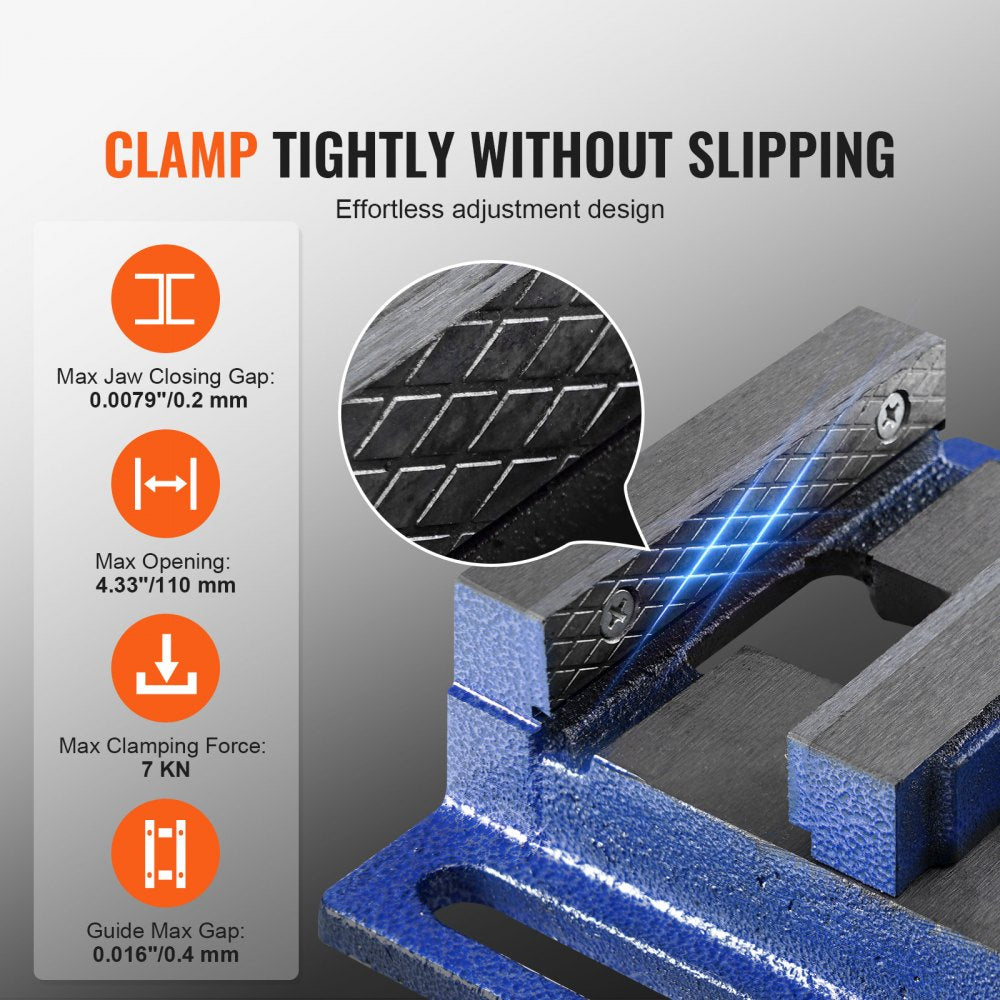 MPJ04 - Durable 4" Cast Iron Drill Press Vise with 4.33" Jaw Opening