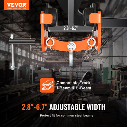 2T-J - Adjustable 2 Ton VEVOR Manual Trolley for I-Beams & H-Beams