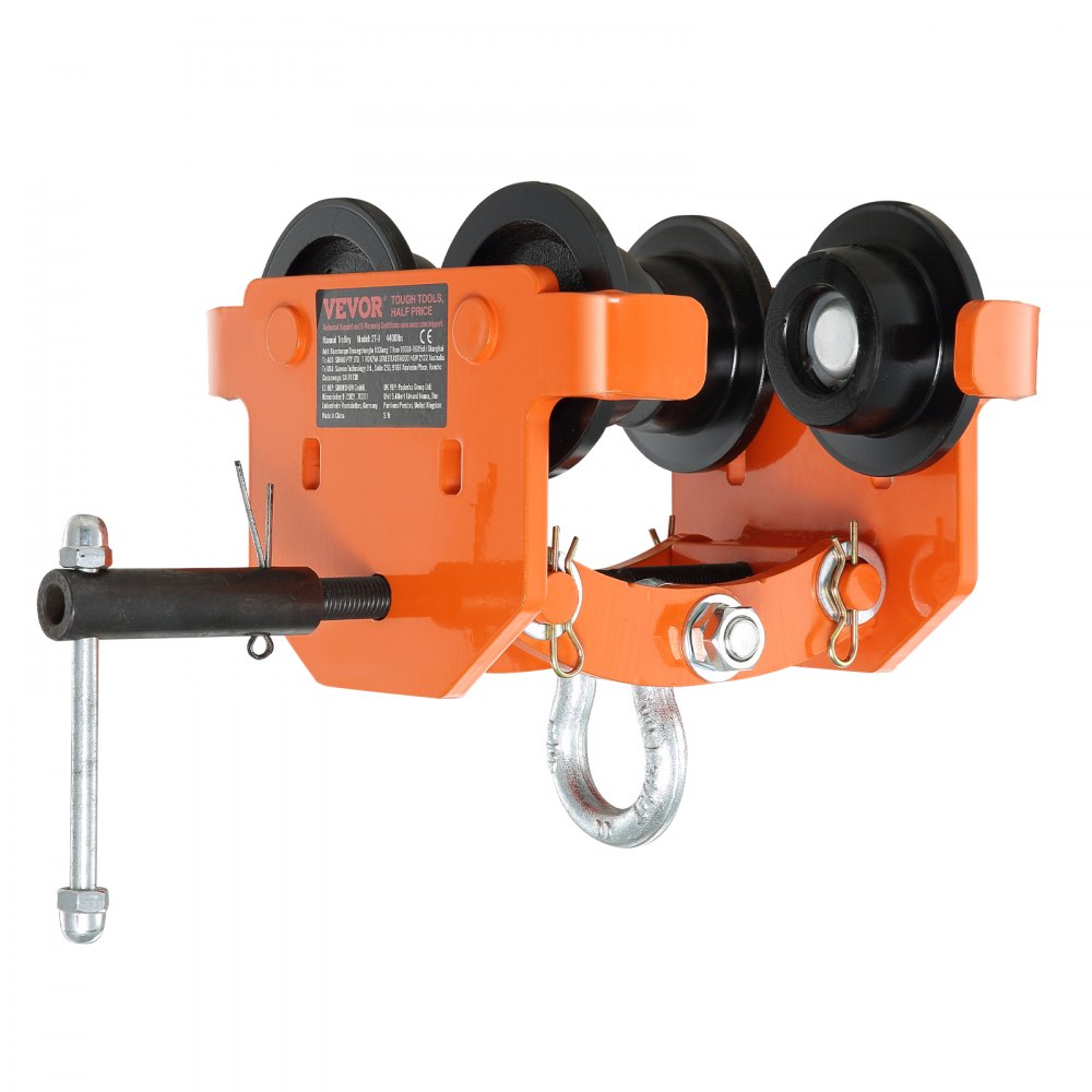 2T-J - Adjustable 2 Ton VEVOR Manual Trolley for I-Beams & H-Beams