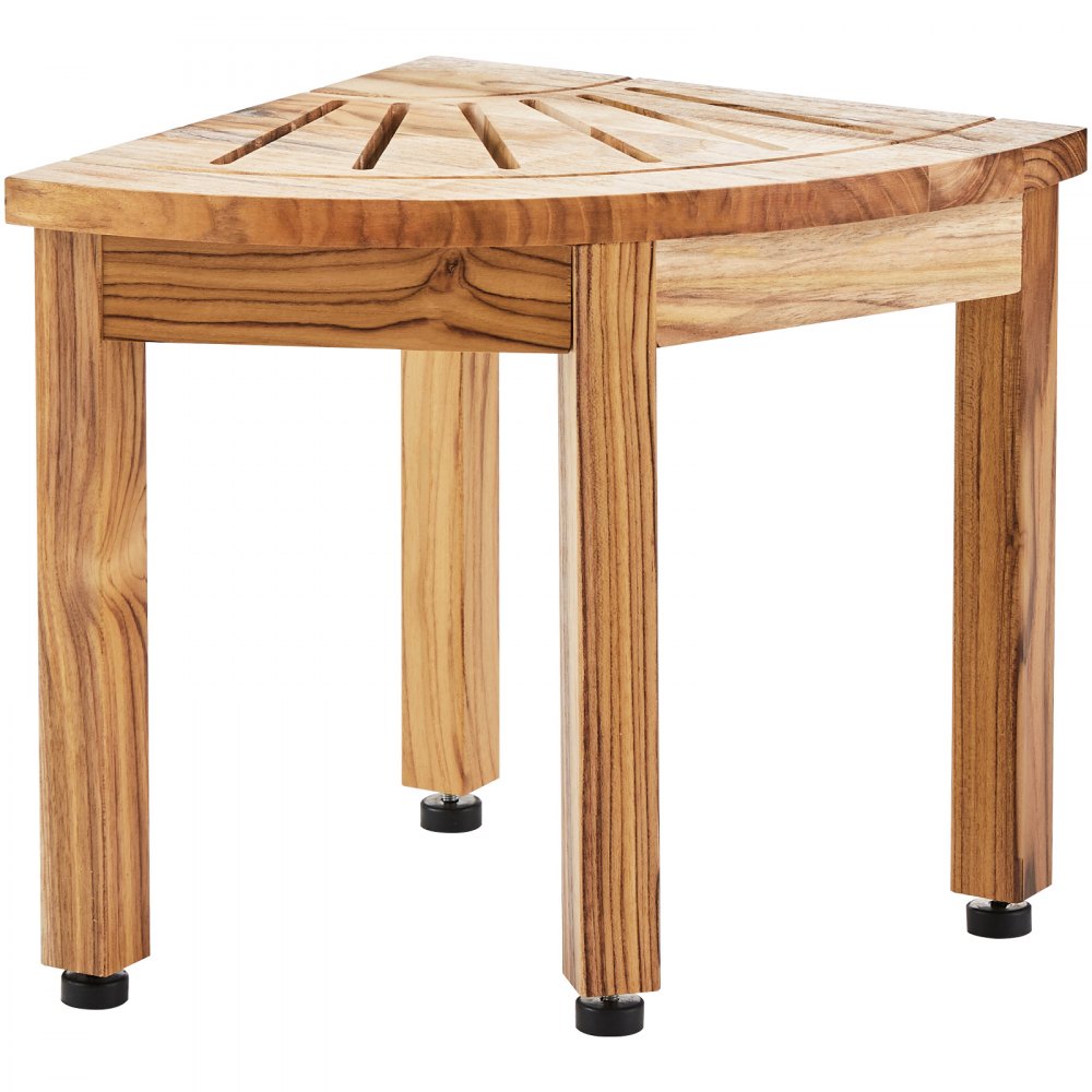 TE23K1005 - Solid Teak Corner Shower Bench with Adjustable Feet, 300 lbs Capacity