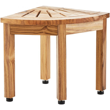 TE23K1005 - Solid Teak Corner Shower Bench with Adjustable Feet, 300 lbs Capacity