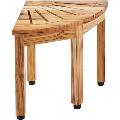TE23K1005 - Solid Teak Corner Shower Bench with Adjustable Feet, 300 lbs Capacity