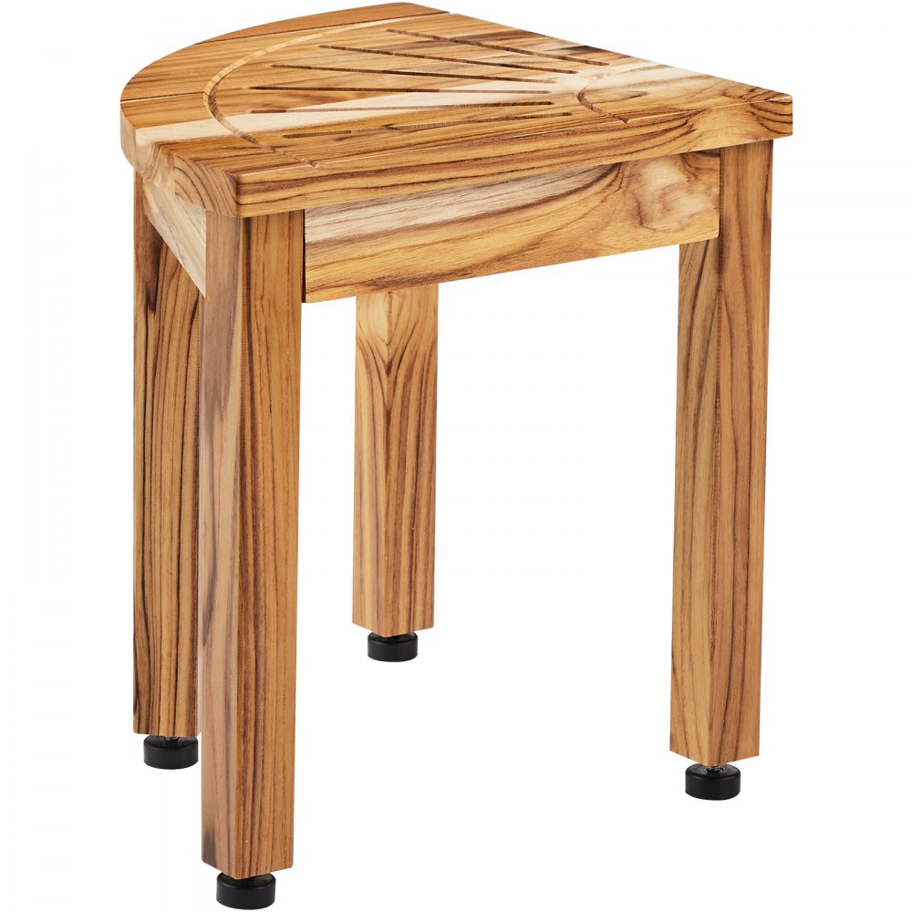 TE23K1005 - Solid Teak Corner Shower Bench with Adjustable Feet, 300 lbs Capacity