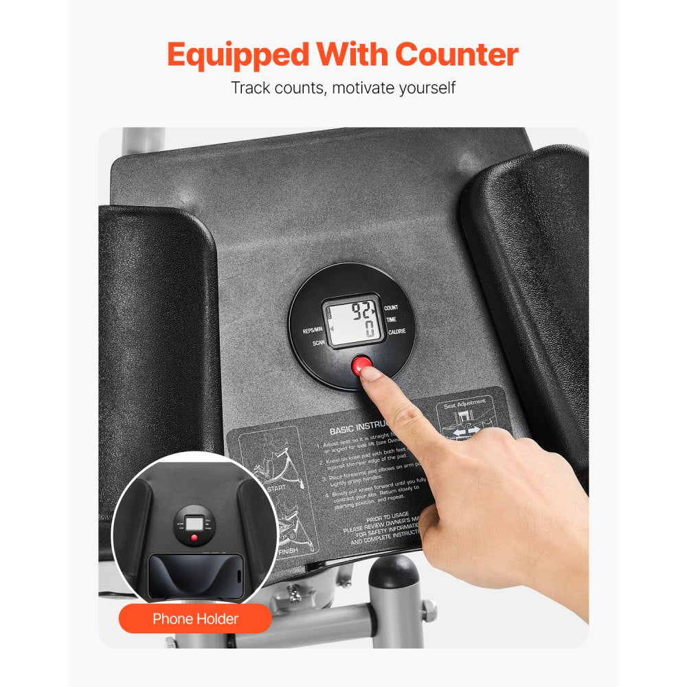 YN-388 - Heavy-Duty Ab Machine with Dual Curved Slide & Counter