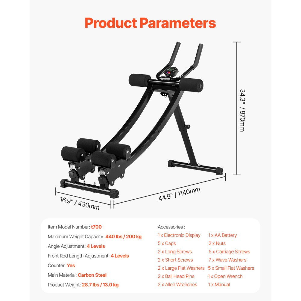 t700 - Ergonomic Ab Trainer with 16 Levels & 440 lb Capacity