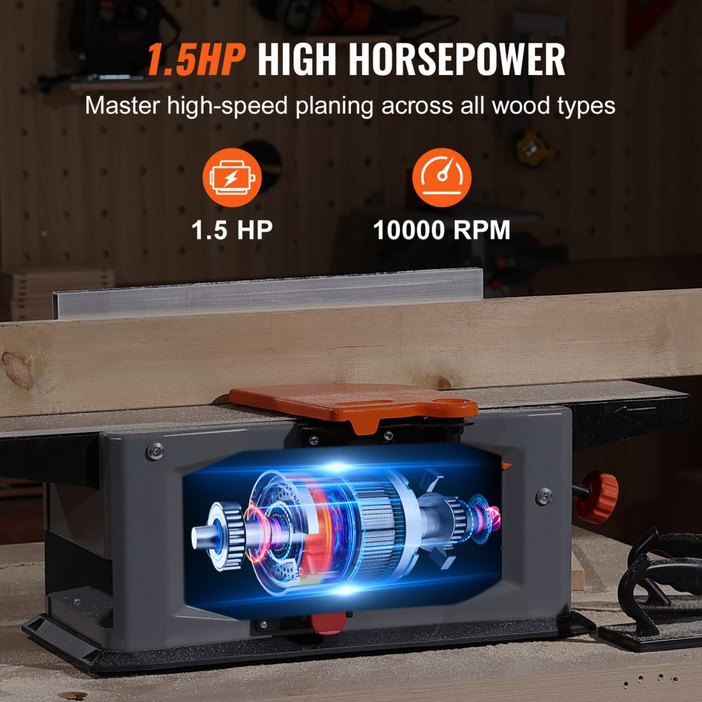 MB5015II - VEVOR 6in Spiral Jointer with 1.5HP Motor and Dust Collection