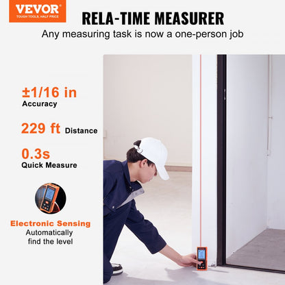 SW-DA70 - 229ft VEVOR Laser Measure, ±1/16'' Accuracy