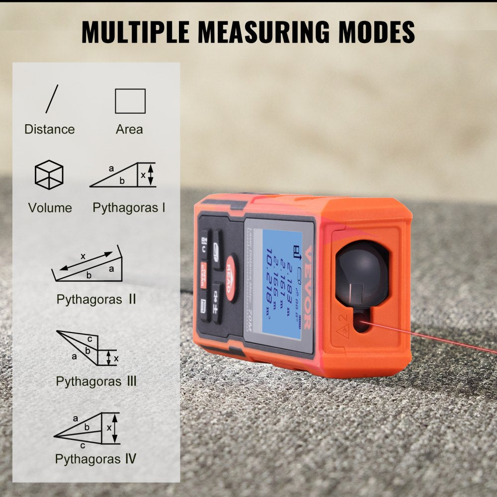 SW-DA70 - 229ft VEVOR Laser Measure, ±1/16'' Accuracy – NassauElectrical