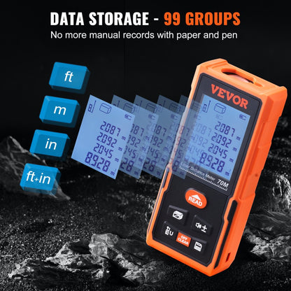 SW-DA70 - 229ft VEVOR Laser Measure, ±1/16'' Accuracy