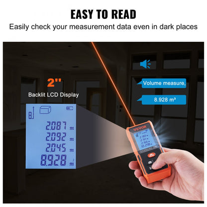 SW-DA70 - 229ft VEVOR Laser Measure, ±1/16'' Accuracy