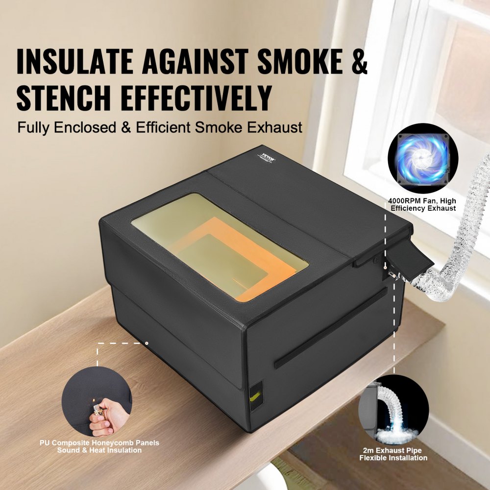 ZL-FHD-0026 - Space-Saving Laser Engraver Enclosure, 31.5"x19.6" with LED Light