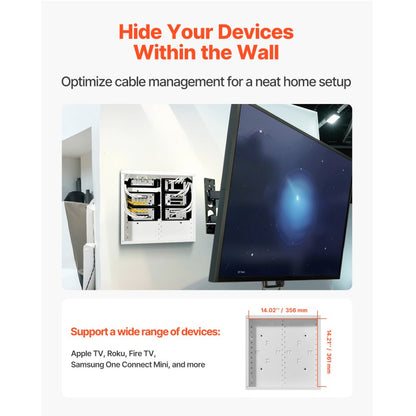 SPT353609 - 14-Inch Cold-Rolled Steel In-Wall Media Enclosure for Clutter-Free Setup