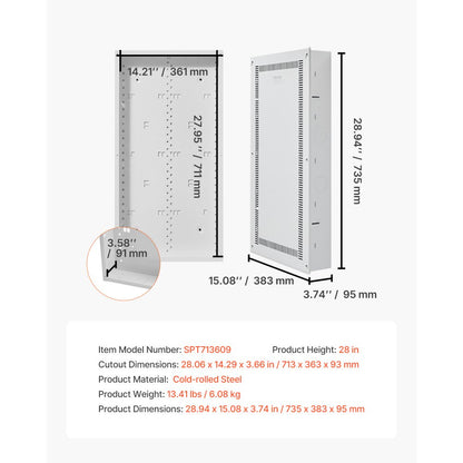 SPT713609 - 28-Inch Steel In-Wall Media Enclosure with Access Cover