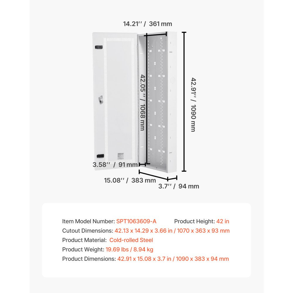 SPT1063609-A - 42" Durable Steel Media Enclosure with Cable Management