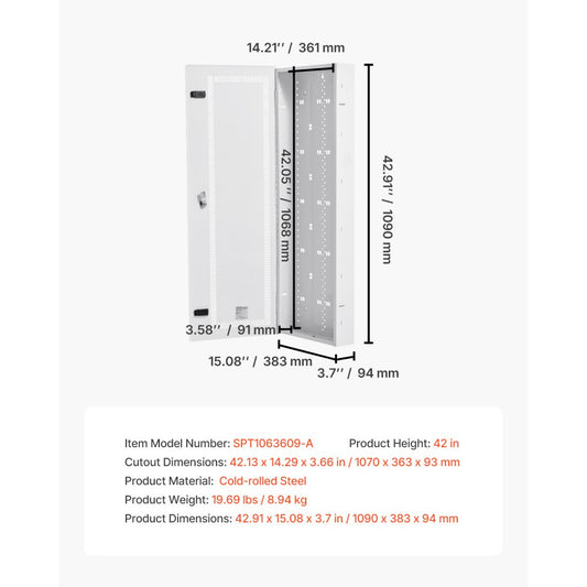 SPT1063609-A - 42" Durable Steel Media Enclosure with Cable Management