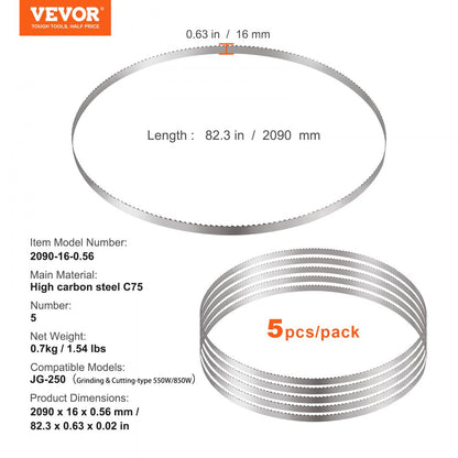 2090-16-0.56 - Durable Meat Band Saw Blade Set for Precise Cutting, 82.3"x0.63"
