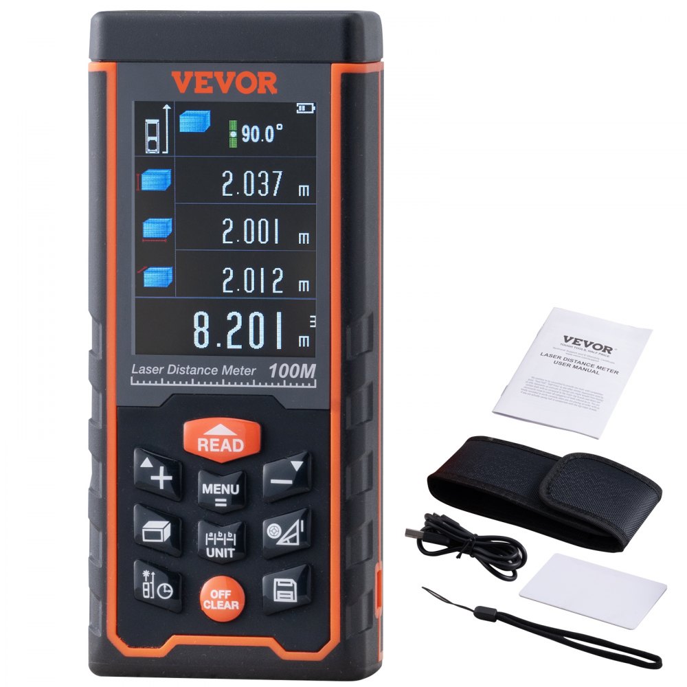 SW-S100 - 328ft Laser Measure with Color LCD Display and Pythagorean Mode