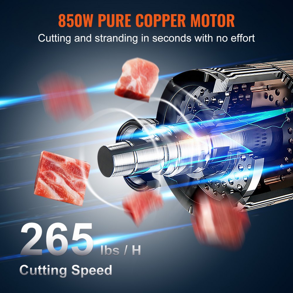 SJY-F250BE - 850W Stainless Steel Meat Bandsaw, 23.6" x 18.3" Workbench