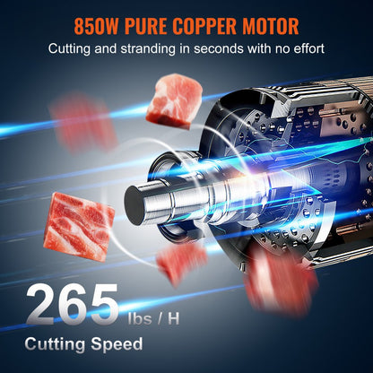 SJY-F250BE - 850W Stainless Steel Meat Bandsaw, 23.6" x 18.3" Workbench