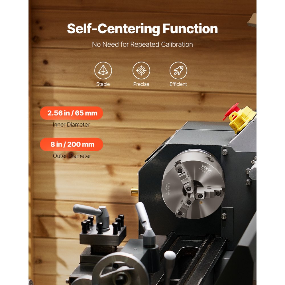 K11 200A（2-1/4-8） - 8-Inch Self-Centering Lathe Chuck for Precision Machining