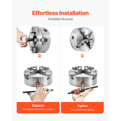 K12 200（1-1/2-8） - 8-Inch Self-Centering Lathe Chuck with Durable HT300 Cast Iron