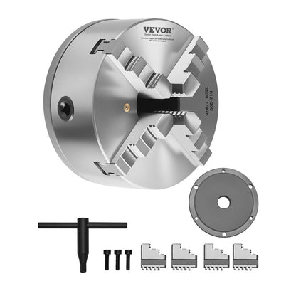 K12 200（1-1/2-8） - 8-Inch Self-Centering Lathe Chuck with Durable HT300 Cast Iron