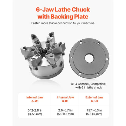 K11 160A (D1-4) - 6-Inch Self-Centering Lathe Chuck for Precision Clamping