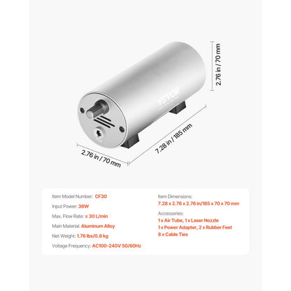 CF30 - 30L/min Adjustable Air Assist Pump for Laser Engraving