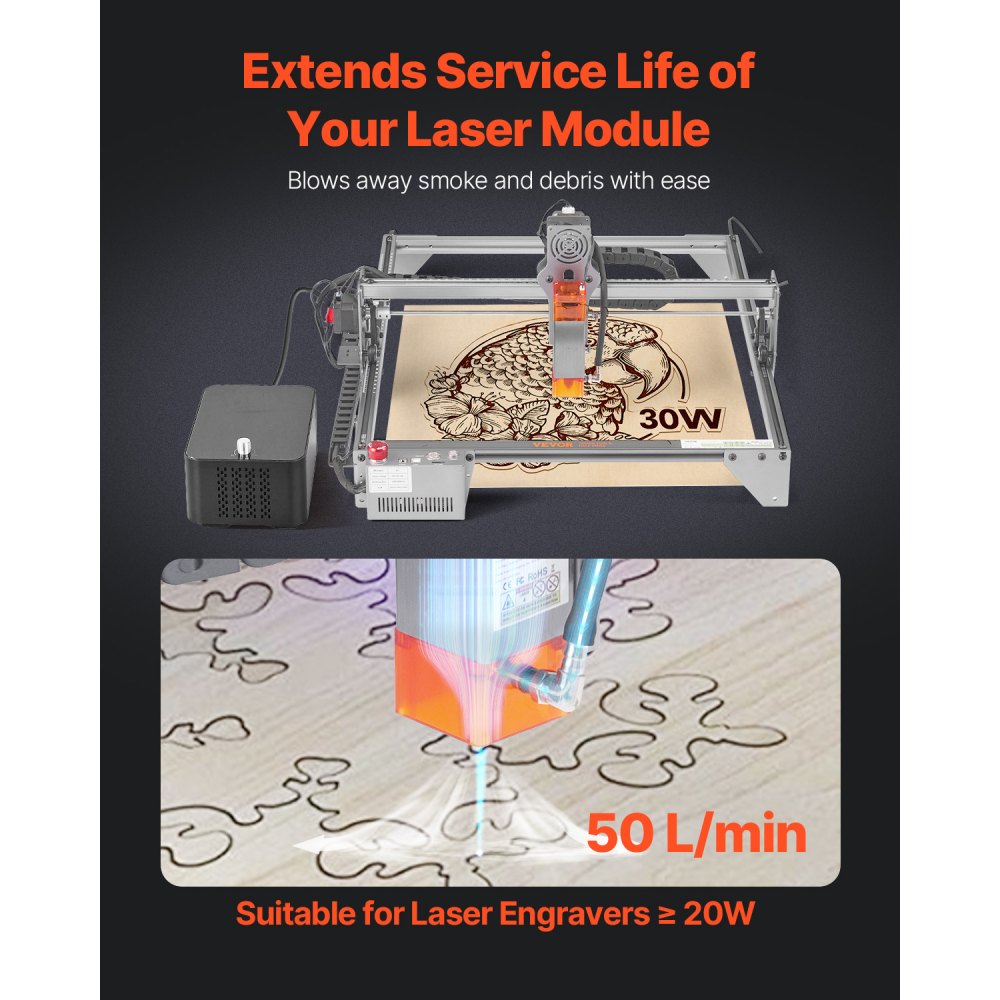 CF60 - 50 L/min Adjustable Air Pump for Laser Engraving & Cutting