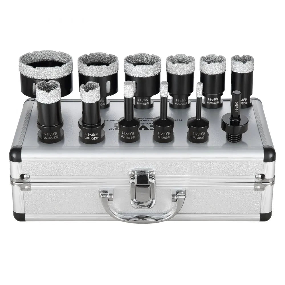 SSTZ-008 - 11-Piece Diamond Core Drill Bit Set for Precision Cutting