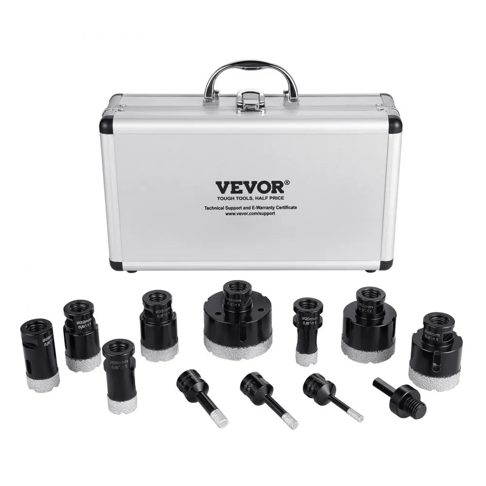SSTZ-008 - 11-Piece Diamond Core Drill Bit Set for Precision Cutting