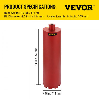 KZ4.5 - 4.5" Diamond Core Drill Bit for Concrete & Brick