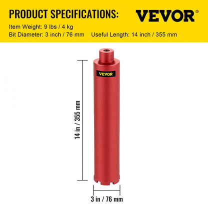 KZ3 - 14" Diamond Core Drill Bit for Concrete & Brick