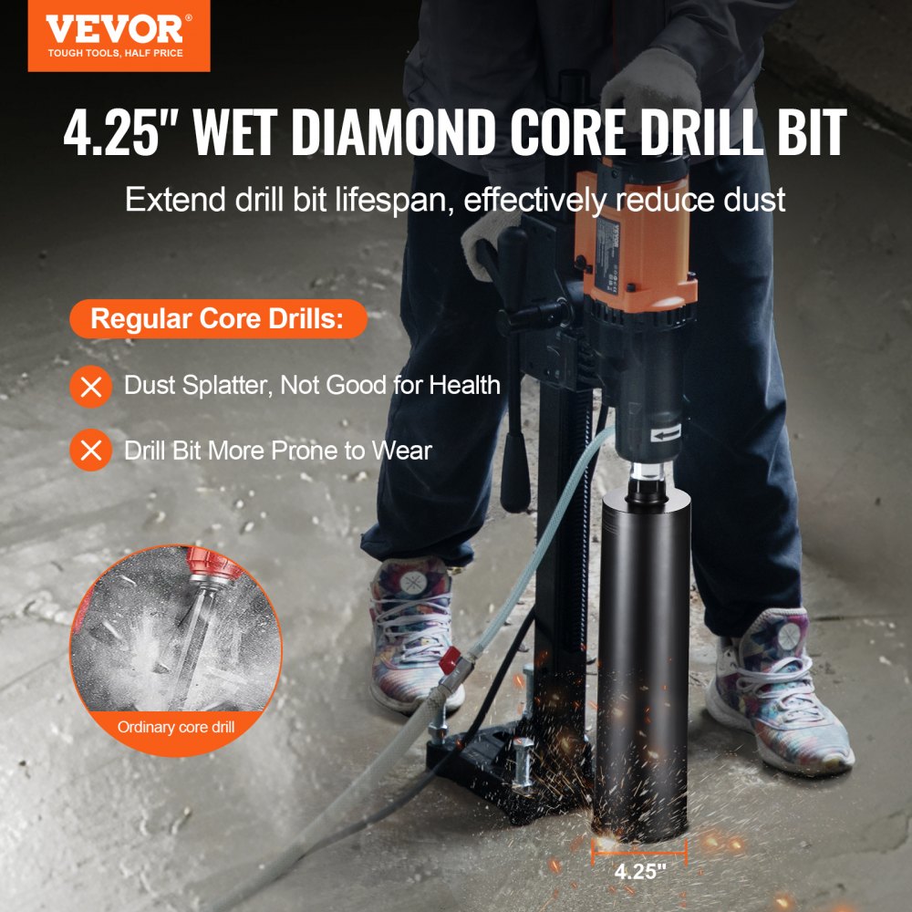 108400BC - 4.25" Wet Diamond Core Drill Bit for Tough Materials