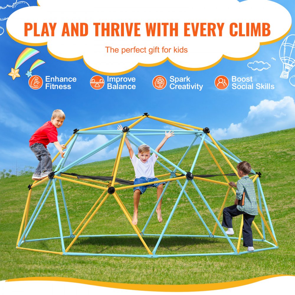 JX-DC-10HSW - 10ft Geometric Dome Climber for Kids with Cushion