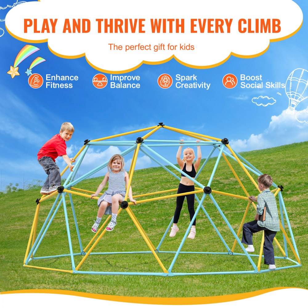 JX-DC-10 - 10FT VEVOR Climbing Dome for Kids with Swing & Hammock