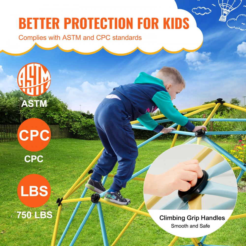 JX-DC-10 - 10FT VEVOR Climbing Dome for Kids with Swing & Hammock