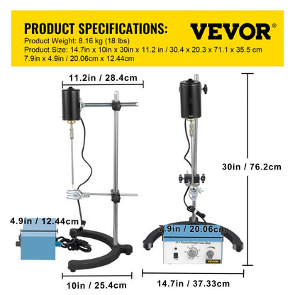 010360350641 - 100W Stainless Steel Electric Stirrer with Timer and Adjustable Speed