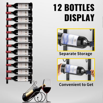 GBZJ-F12 - Stylish Wall-Mounted Rack for 12 Bottles and Towels