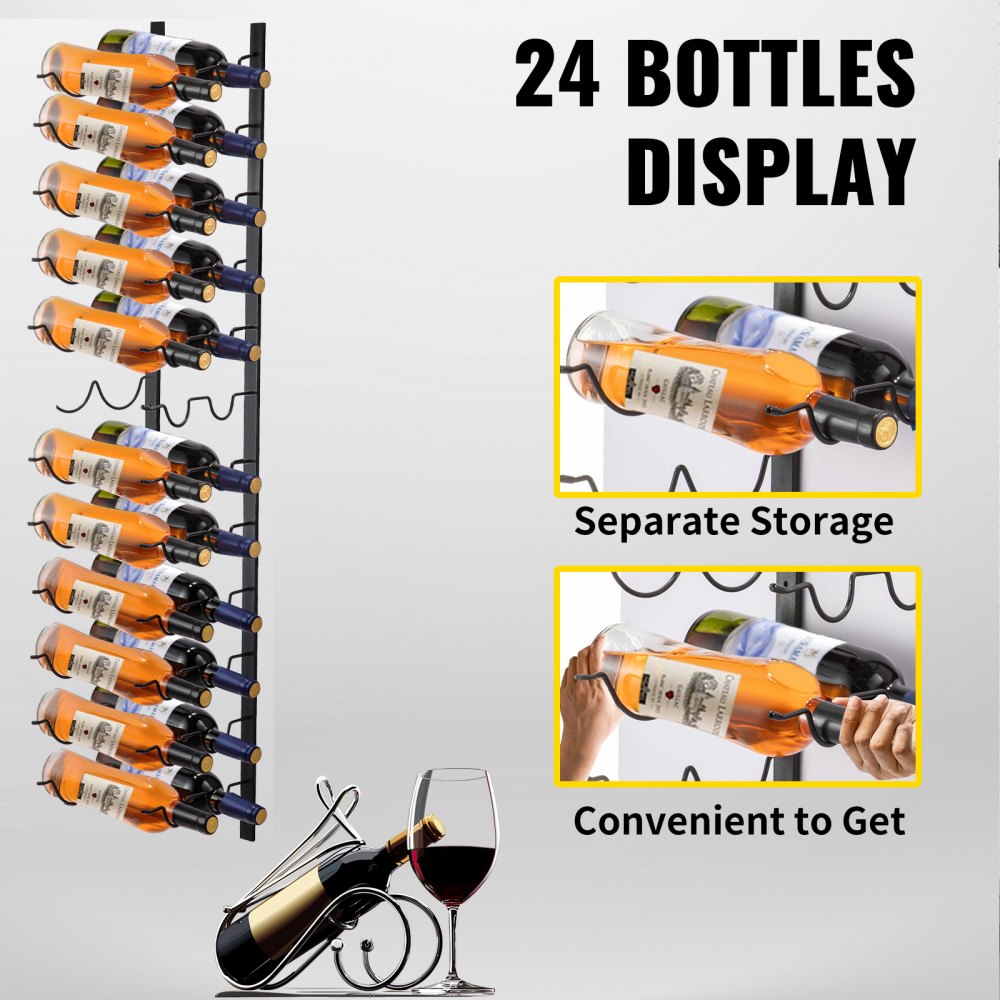 GBZJ-S24 - Elegant Wall-Mounted Wine Rack for 24 Bottles and Towels