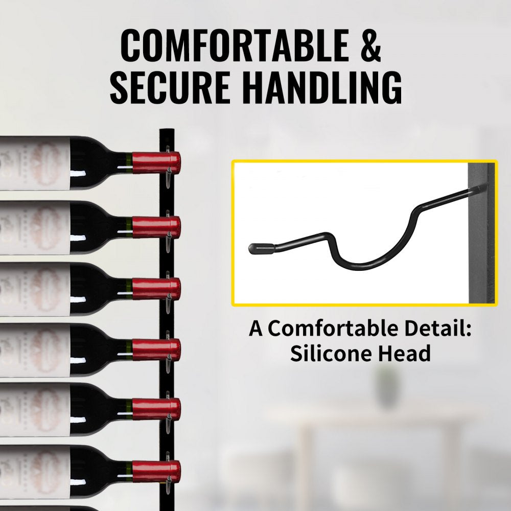 GBZJ-F9 - 9-Bottle Wall-Mounted Wine Rack in Durable Black Steel