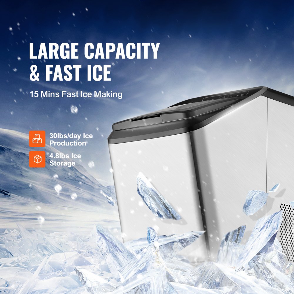IM1102-UL - Compact Stainless Steel Ice Maker Producing 30 lbs Daily