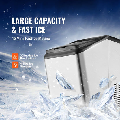 IM1102-UL - Compact Stainless Steel Ice Maker Producing 30 lbs Daily