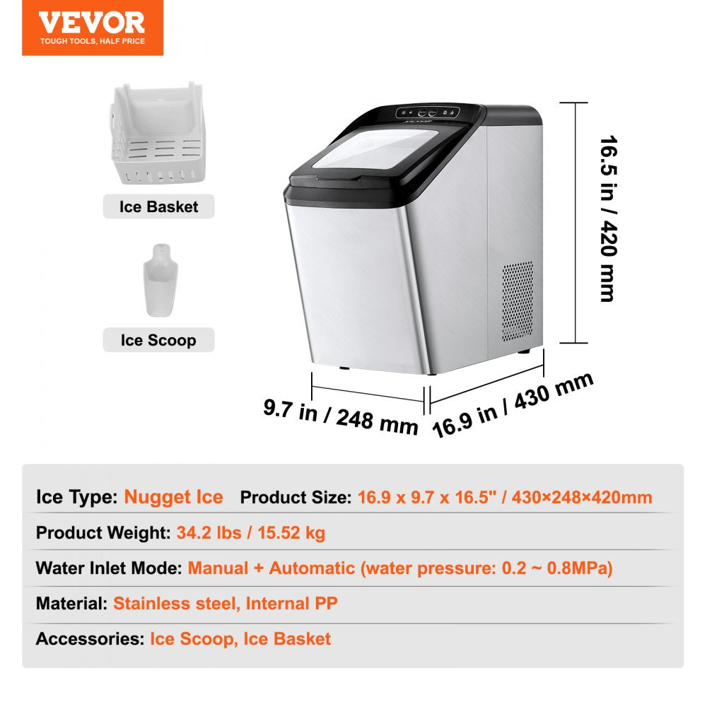 IM1102-UL - Compact Stainless Steel Ice Maker Producing 30 lbs Daily